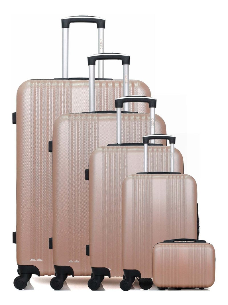 HERO - Set de 5 Valises LIPARI-U 75 cm 4 Roues Rose clair - Kiabi