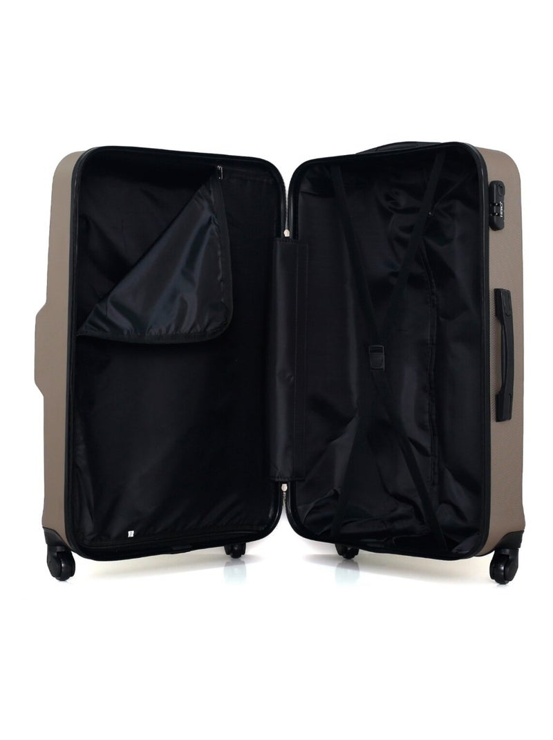 HERO - Valise Grand Format VESUVIO 75 cm 4 Roues Beige - Kiabi