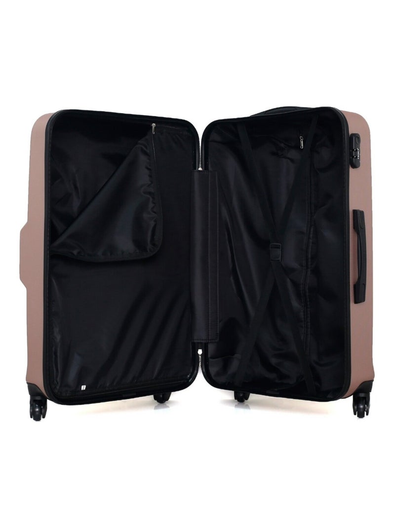 HERO - Valise Grand Format VESUVIO 75 cm 4 Roues Rose Métal - Kiabi