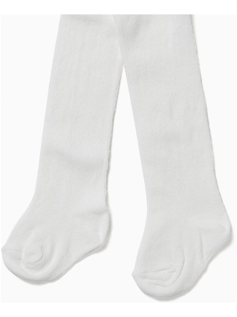 High waist knit tights for newborns ESSENTIALS LINE Blanc - Kiabi