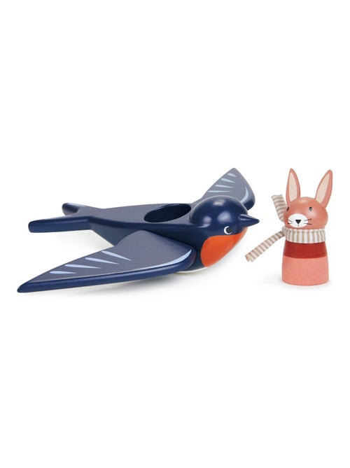 Hirondelle et son ami lapin en bois - Kiabi