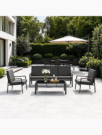 HOBART Salon de jardin 5 places en aluminium gris foncé