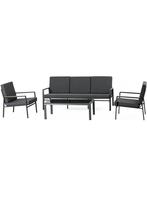 HOBART Salon de jardin 5 places en aluminium gris foncé - Kiabi