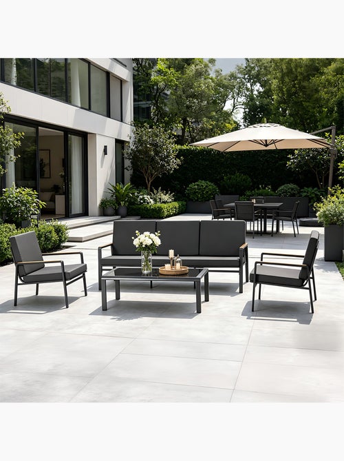 HOBART Salon de jardin 5 places en aluminium gris foncé - Kiabi
