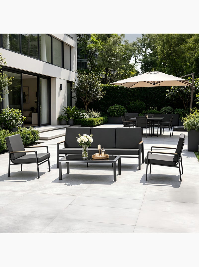 HOBART Salon de jardin 5 places en aluminium gris foncé Gris - Kiabi