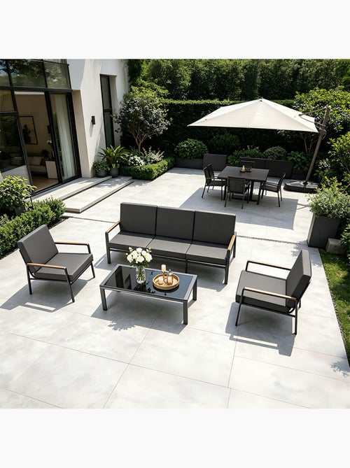 HOBART Salon de jardin 5 places en aluminium gris foncé - Kiabi