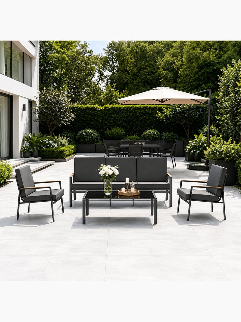 HOBART Salon de jardin 5 places en aluminium gris foncé Gris - Kiabi