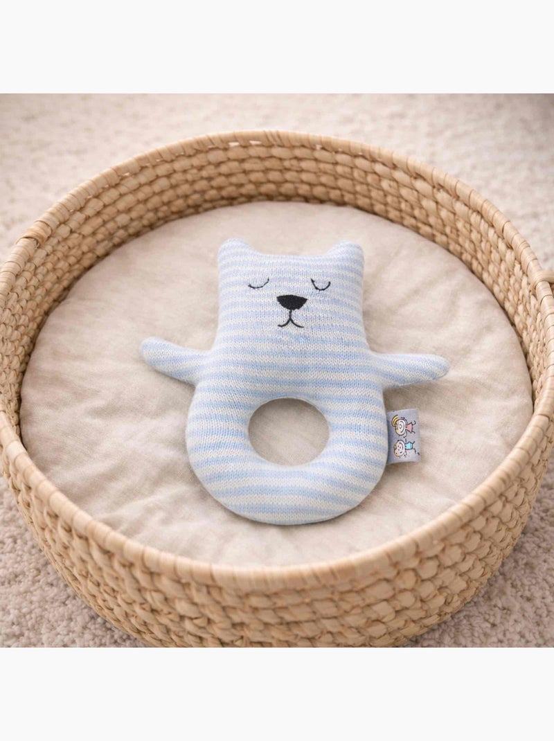 Hochet bébé en coton tricoté, Ourson SEVIRA KIDS Bleu - Kiabi