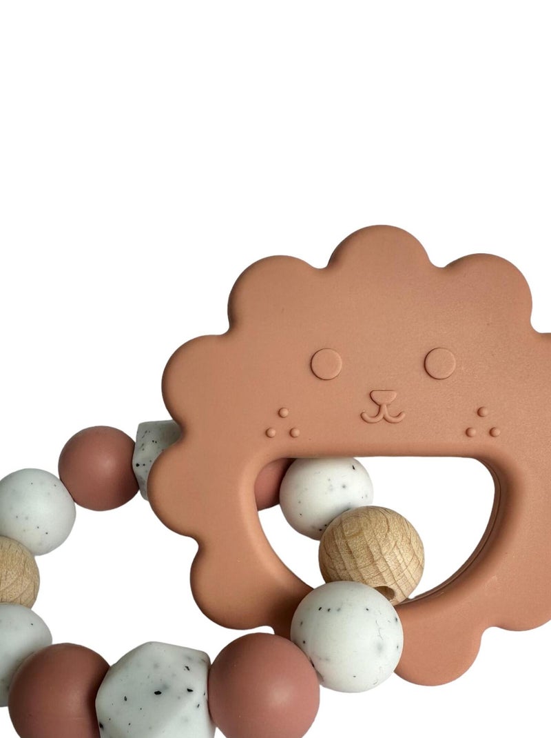 Hochet biscuit bois et silicone Rose - Kiabi