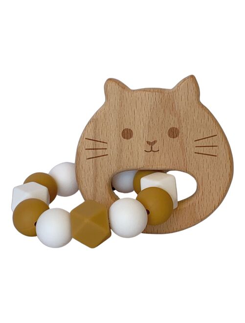 Hochet chat bois et silicone - Kiabi