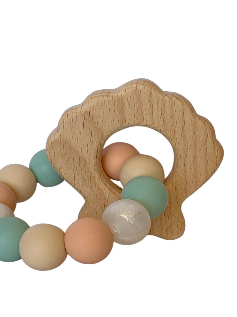 Hochet coquillage bois et silicone Rose clair - Kiabi