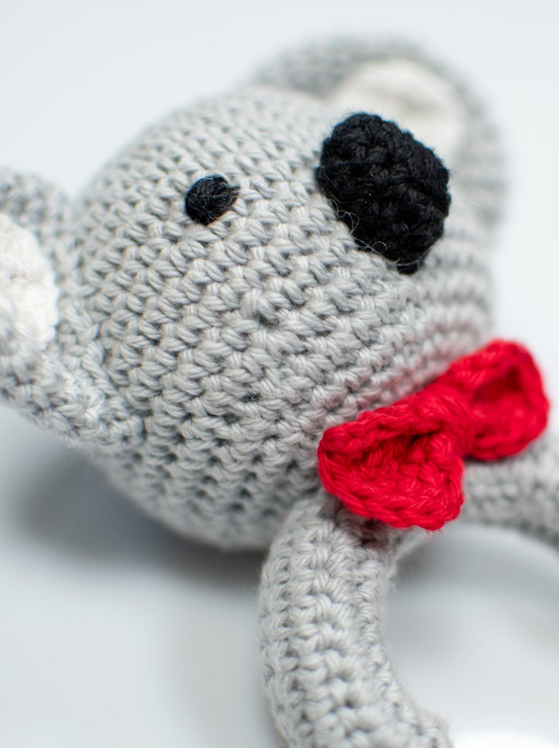 Hochet coton tricot bois naturel SEVIRA KIDS Noir Gris clair - Kiabi