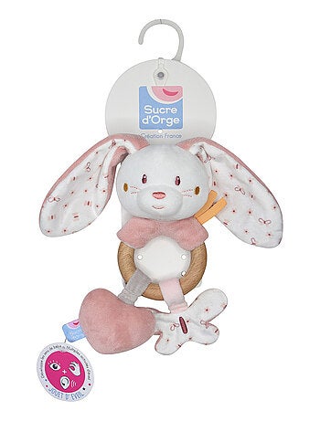 HOCHET D'EVEIL LAPIN VELOURS DOUX