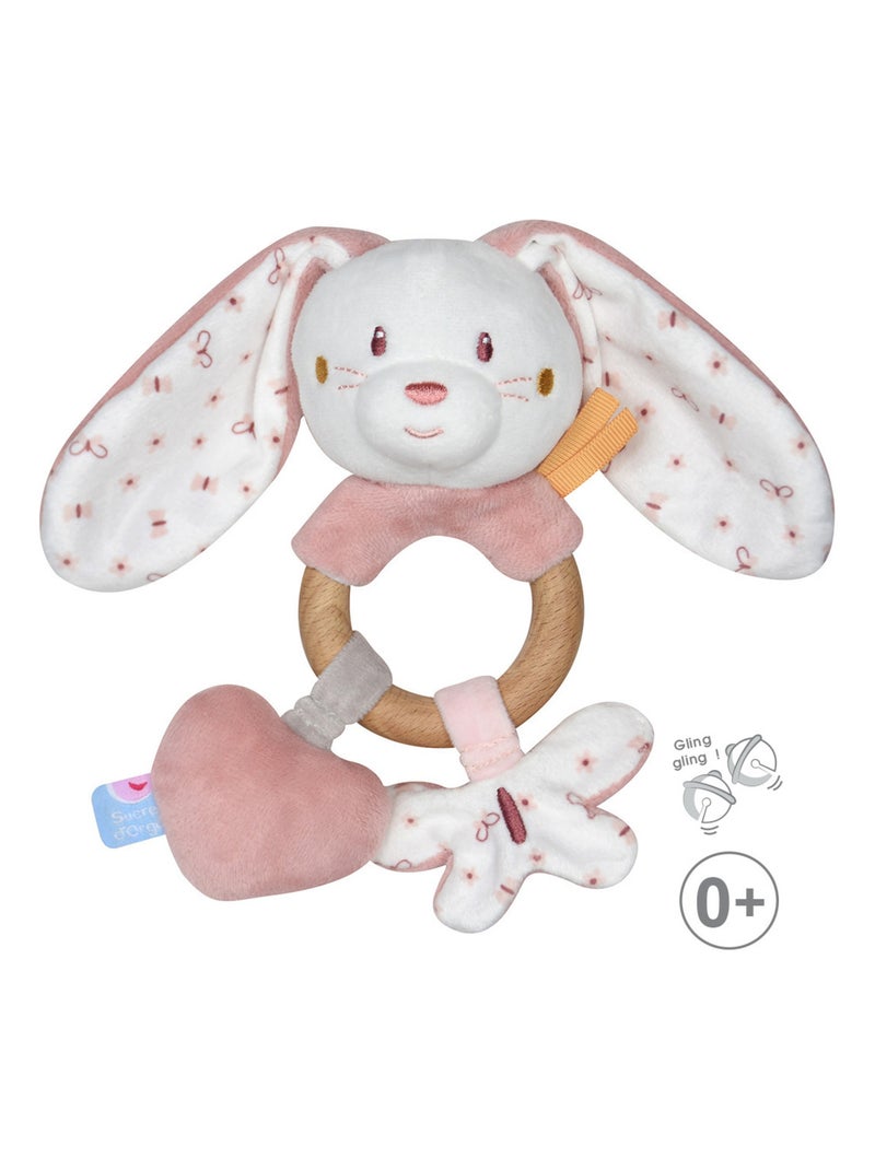 HOCHET D'EVEIL LAPIN VELOURS DOUX Rose - Kiabi