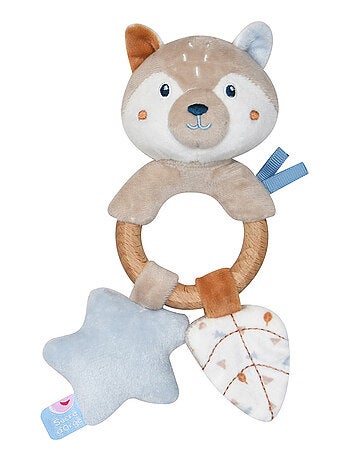 HOCHET D'EVEIL LOUP VELOURS DOUX