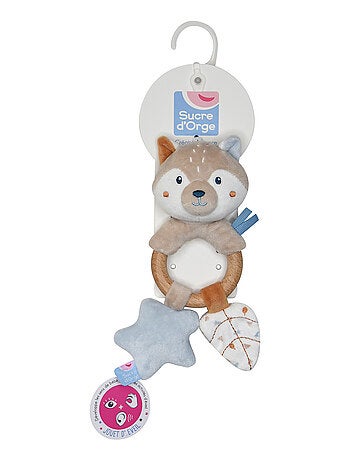 HOCHET D'EVEIL LOUP VELOURS DOUX