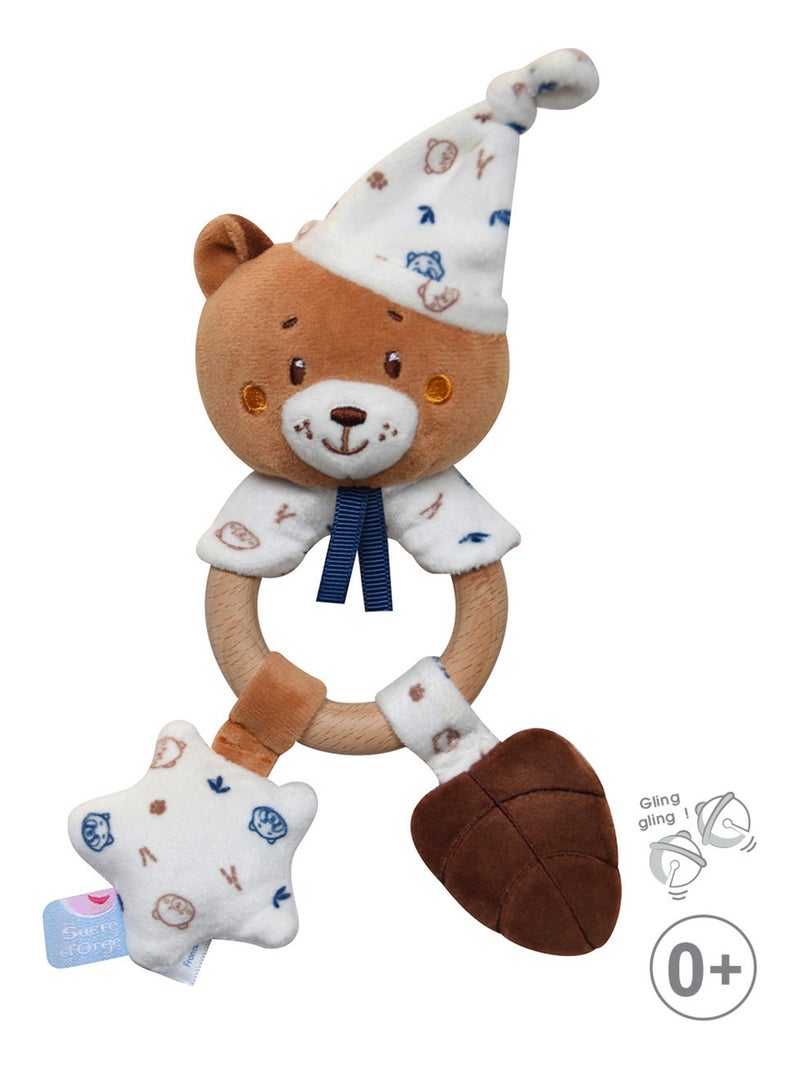 HOCHET D'EVEIL OURS VELOURS DOUX Marron - Kiabi