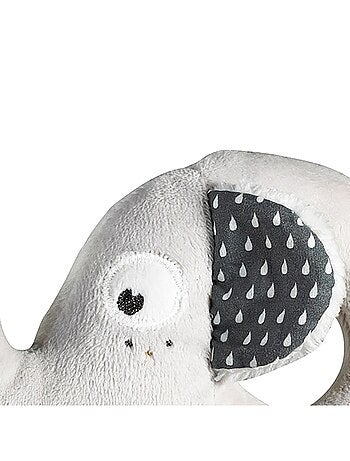 Hochet Eléphant en velours gris - SAUTHON