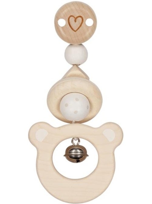 Hochet en bois avec clip ours - Kiabi