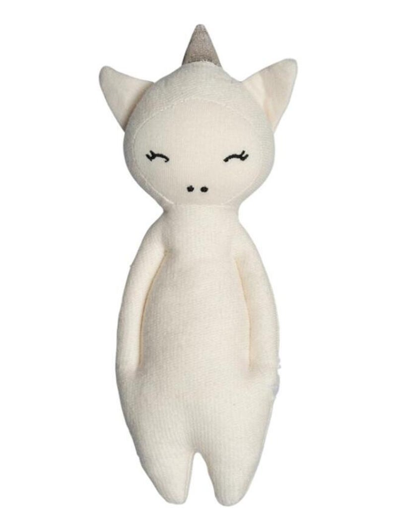 Hochet en coton bio licorne blanche (17 cm) N/A - Kiabi