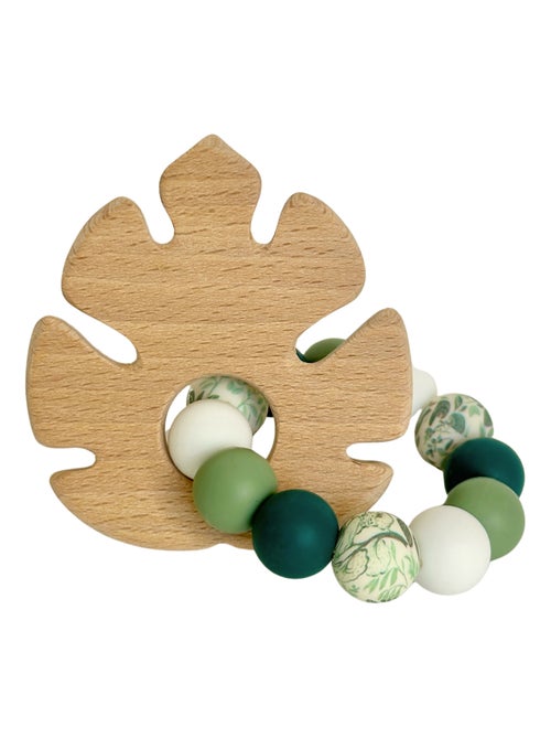Hochet feuille bois et silicone - Kiabi