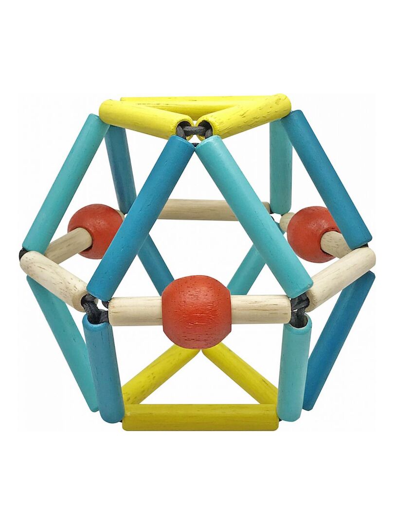 Bass&Bass Hochet Blue Snow Grabber - Jouet Bois Flexible Pour Bébé - Anneau Dentition & éveil Musculaire