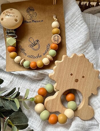 Hochet lion bois et silicone