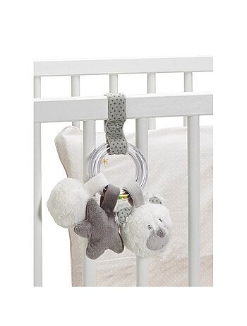 Hochet Ours en velours gris - SAUTHON