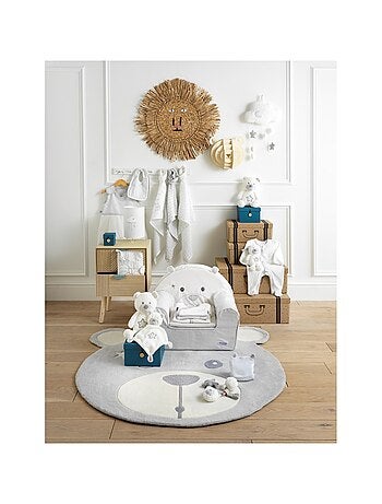 Hochet Ours en velours gris - SAUTHON