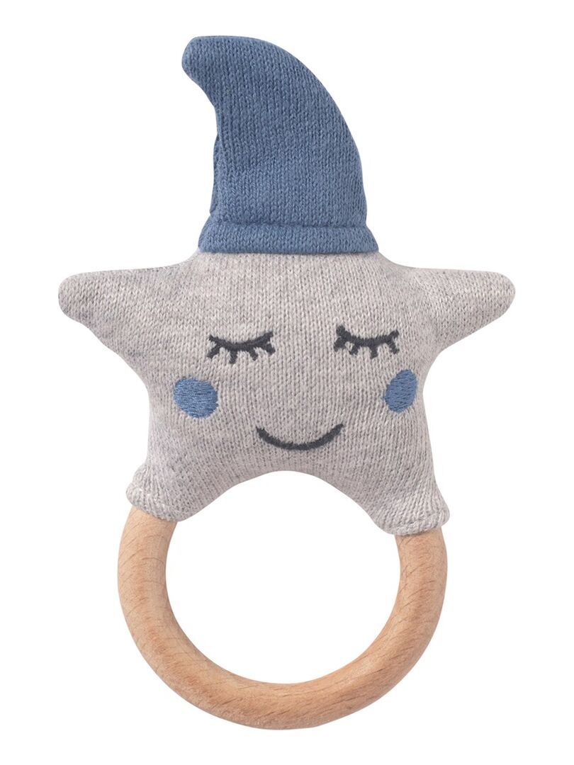 Hochet pour bébé en coton tricoté étoile Bleu - Kiabi