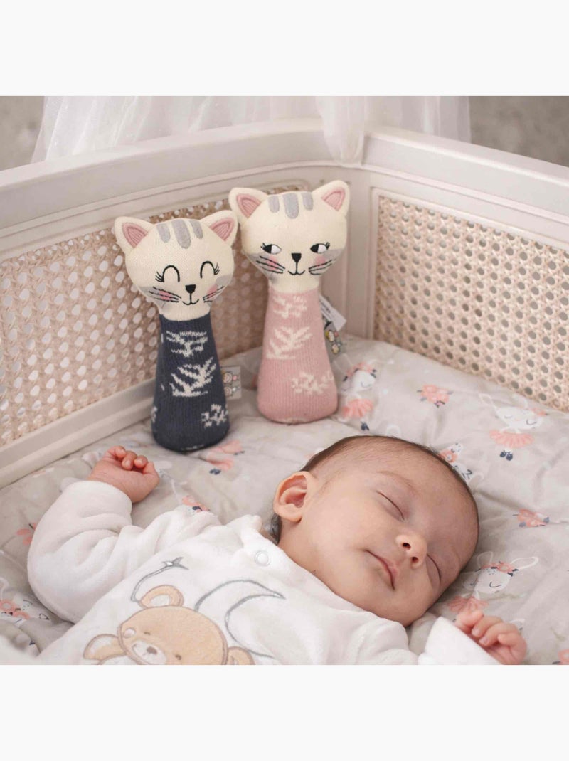 Hochet tricoté , Chaton SEVIRA KIDS Bleu - Kiabi