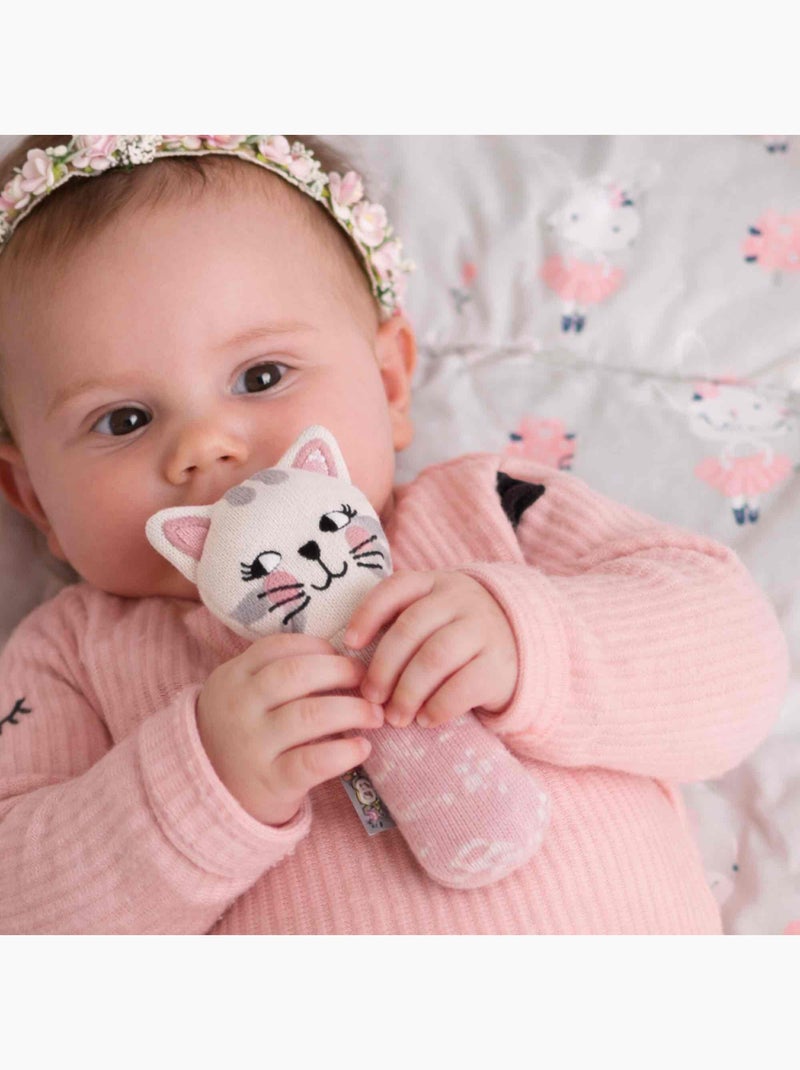 Hochet tricoté , Chaton SEVIRA KIDS Rose - Kiabi