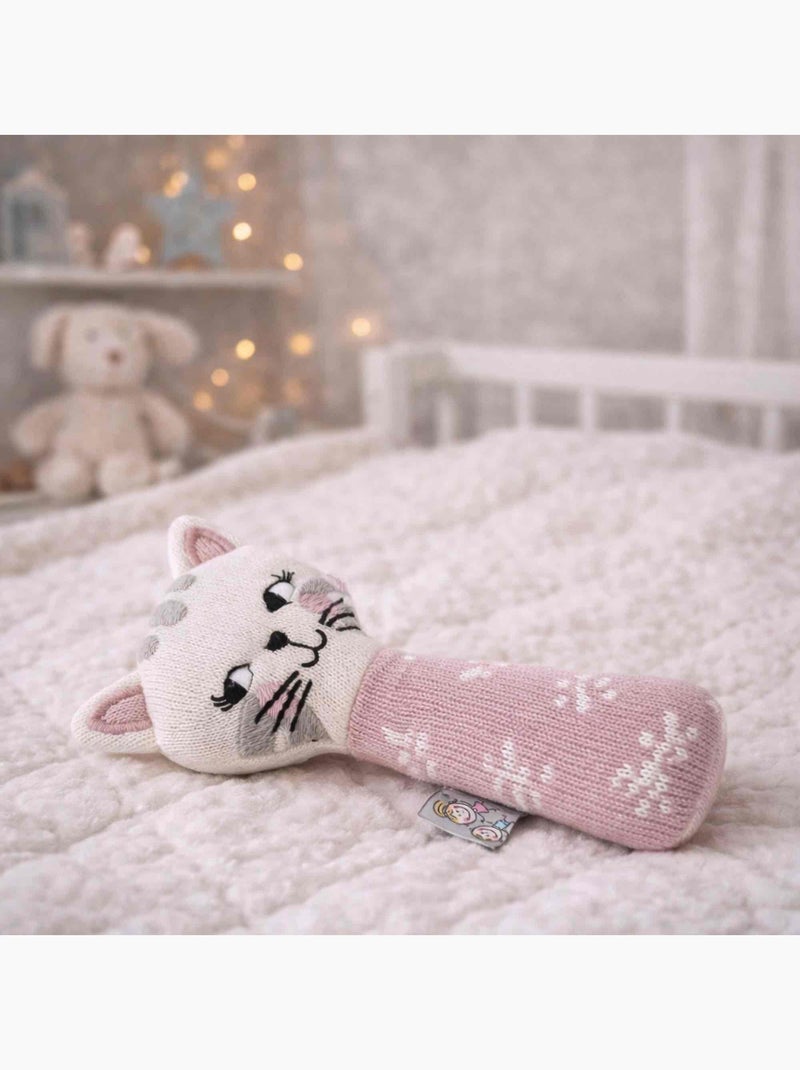 Hochet tricoté , Chaton SEVIRA KIDS Rose - Kiabi