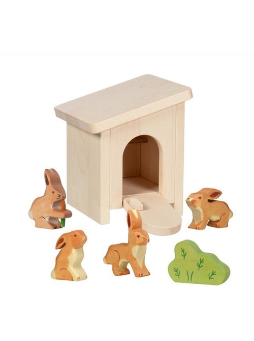 Holztiger ferme - clapieravec 4 lapins - Kiabi