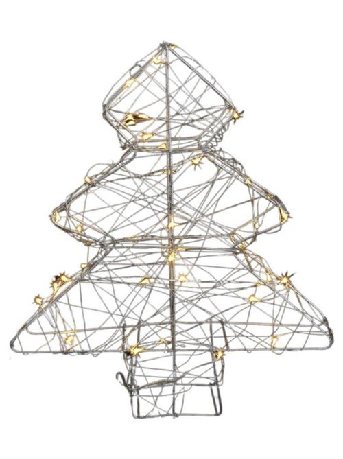 HOMEA - Sapin métal - 40 leds blanc chaud piles H30 - Kiabi