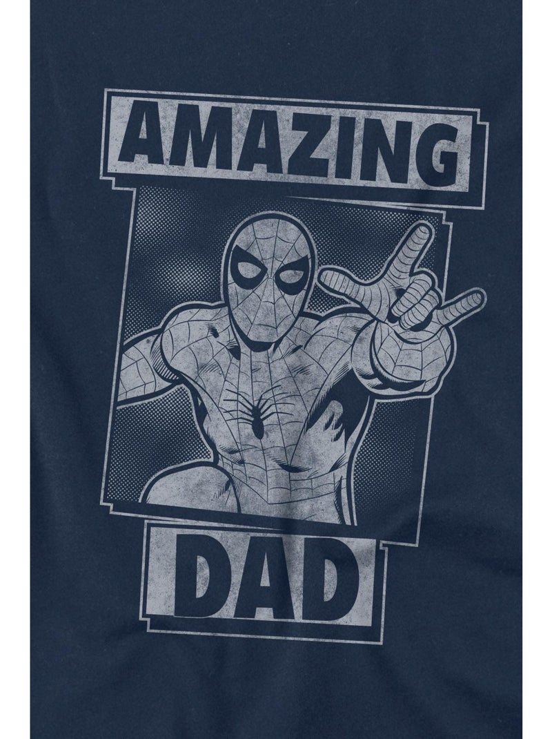 Homme araignée - T-shirt AMAZING DAD Bleu marine - Kiabi
