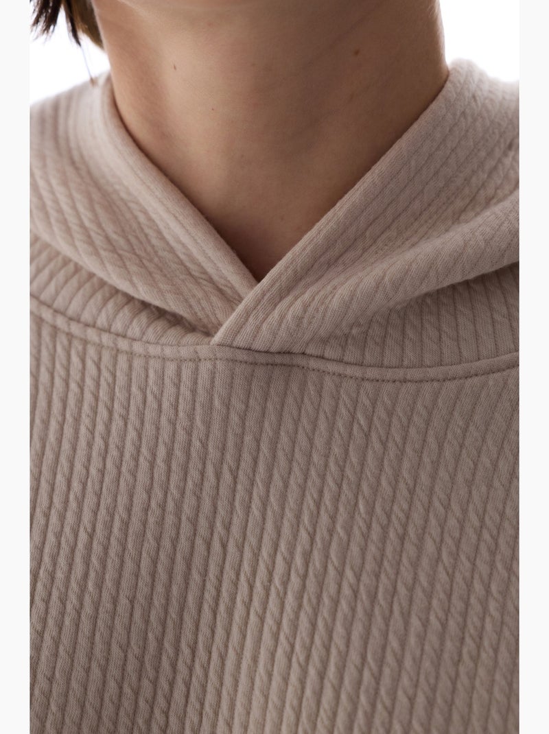 Hoodie côtelé femme penti Beige argile - Kiabi