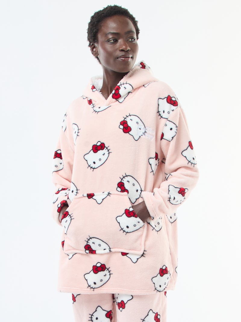 Sweat en coton peigné à capuche et imprimé Hello Kitty - Rose foncé - Fille - 32.99