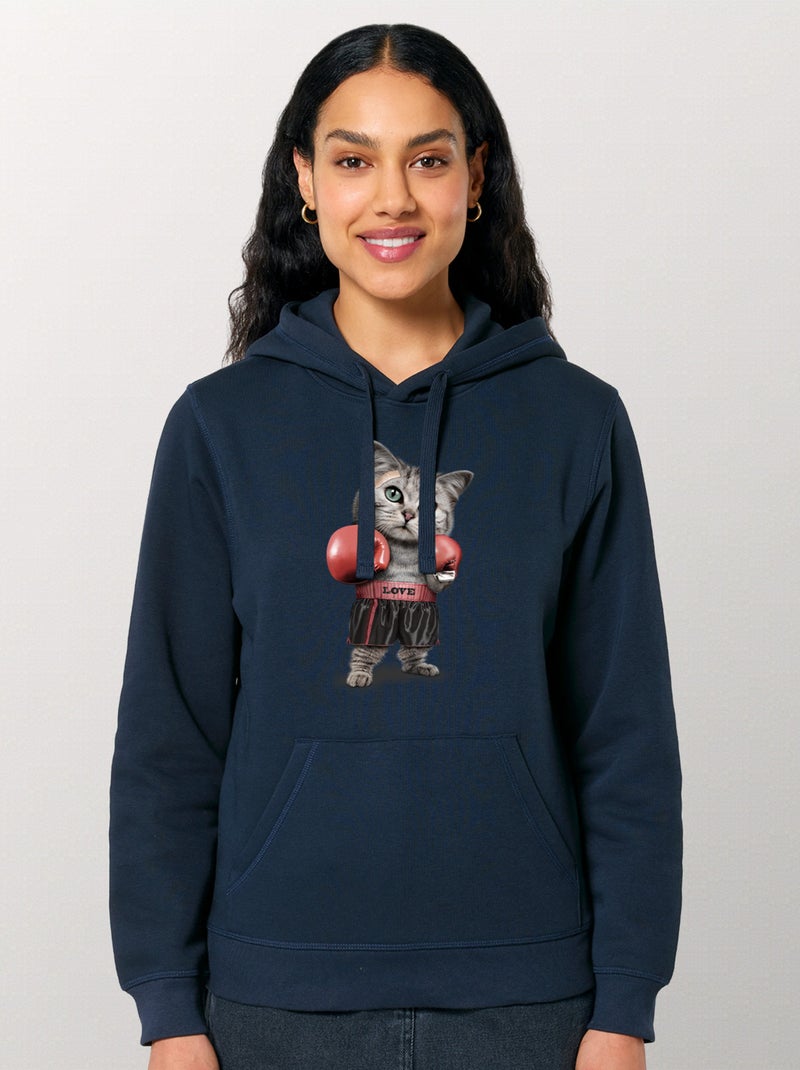 Hoodie Femme - BOXING CAT Bleu marine - Kiabi