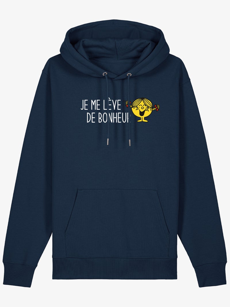 Hoodie Femme - JE ME LEVE DE BONHEUR Bleu marine - Kiabi
