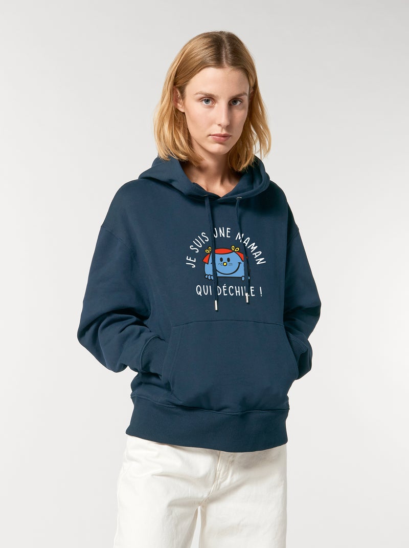 Hoodie Femme - JE SUIS UNE MAMAN QUI DECHIRE Bleu marine - Kiabi