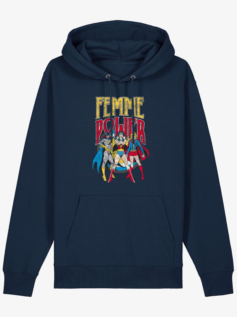 Hoodie Femme - WONDER WOMAN FEMME POWER Bleu marine - Kiabi