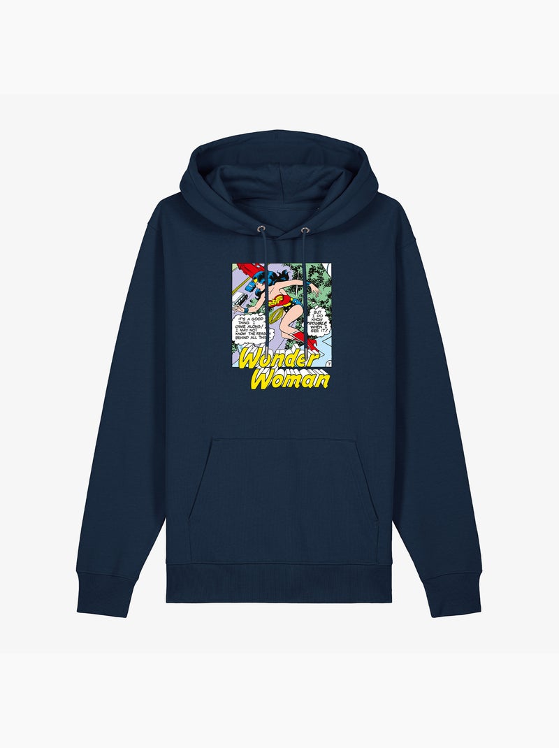 Hoodie Femme - WONDER WOMAN I DO KNOW TROUBLE WHEN I SEE IT Bleu marine - Kiabi