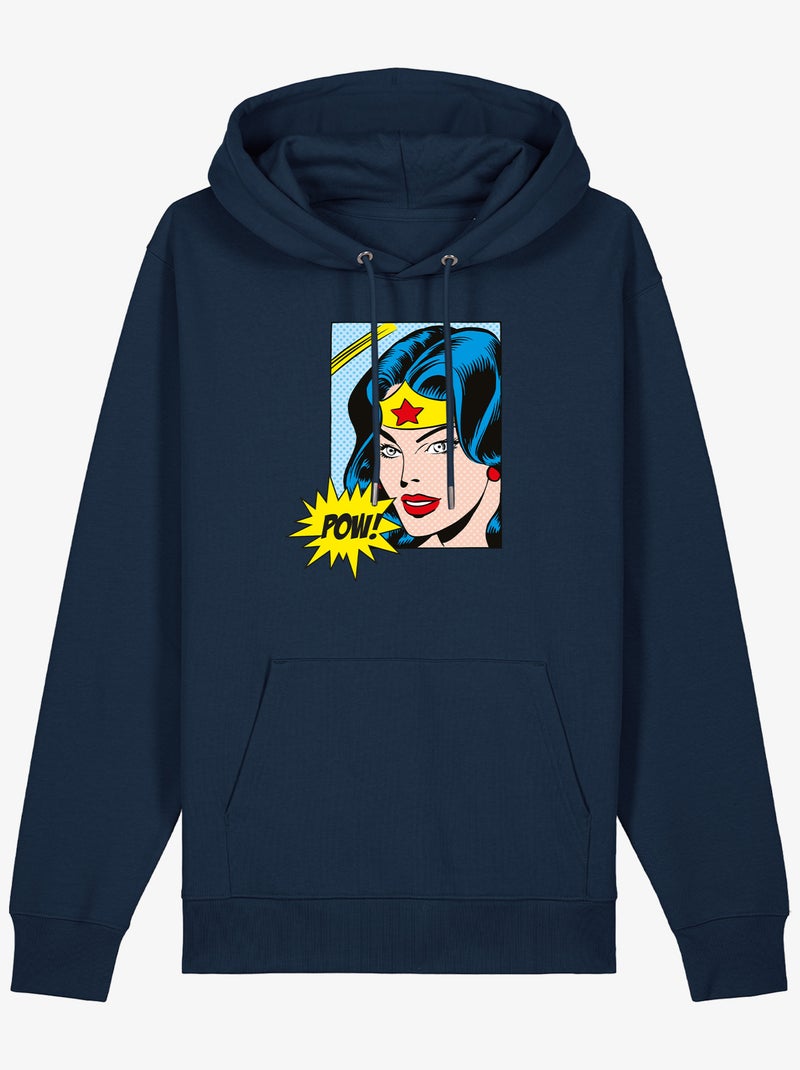 Hoodie Femme - WONDER WOMAN POW Bleu marine - Kiabi
