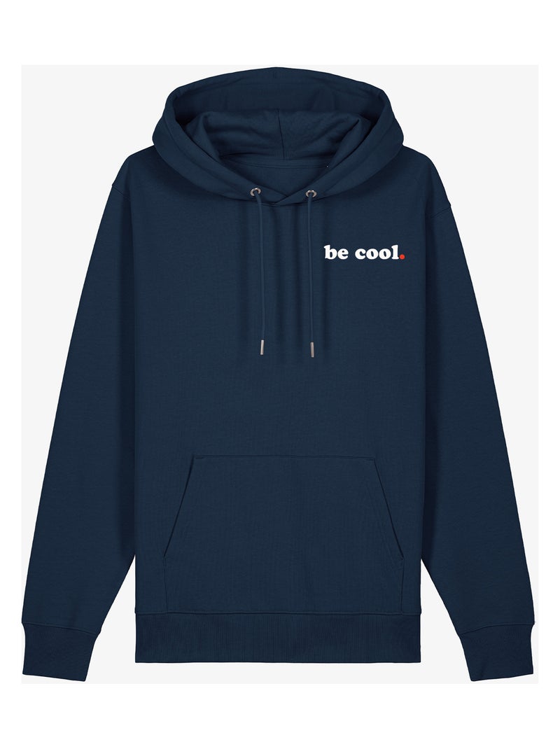 Hoodie Homme - BE COOL CŒUR Bleu marine - Kiabi