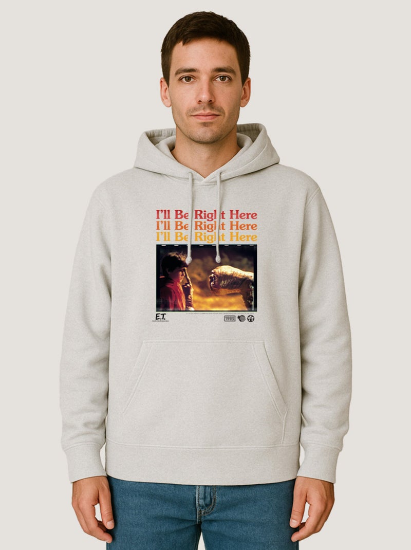 Hoodie Homme - I LL BE RIGHT HERE E.T Blanc - Kiabi