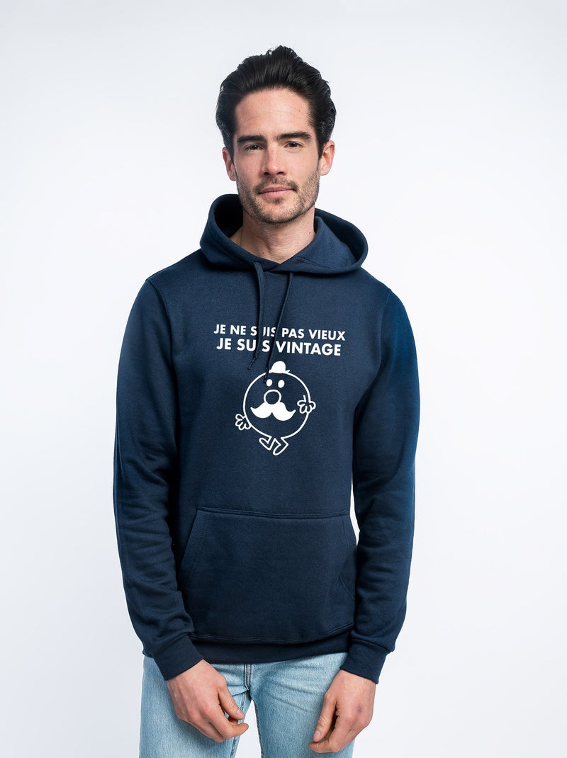 Hoodie Homme - JE NE SUIS PAS VIEUX JE SUIS VINTAGE Bleu marine - Kiabi