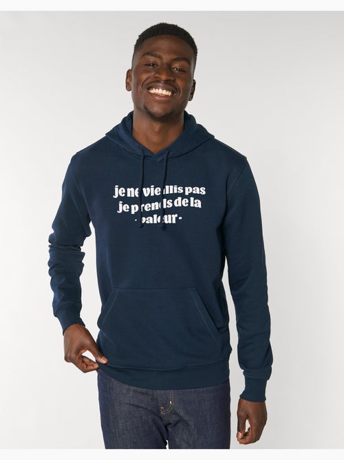 Hoodie Homme - JE NE VIEILLIS PAS JE PRENDS DE LA VALEUR BLEU - Kiabi