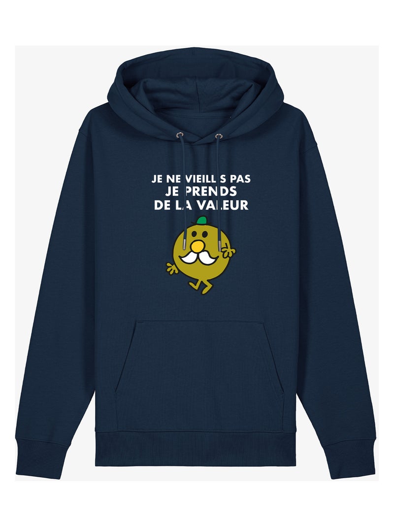 Hoodie Homme - JE NE VIEILLIS PAS JE PRENDS DE LA VALEUR Bleu marine - Kiabi