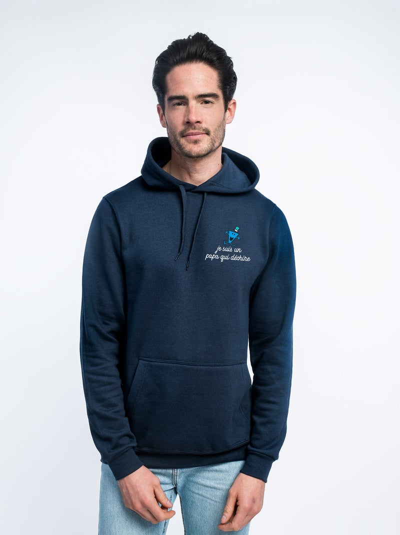 Hoodie Homme - JE SUIS UN PAPA QUI DECHIRE CŒUR Bleu marine - Kiabi